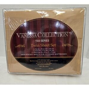 Vanessa Collection 1500 Supreme Microfiber Twin Sheet Set 18" Deep Pockets Gold‎